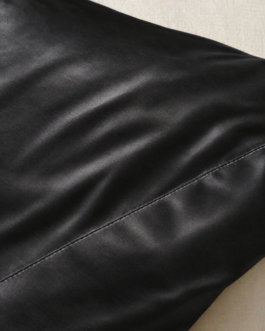 Charcoal satin pillowcase close-up