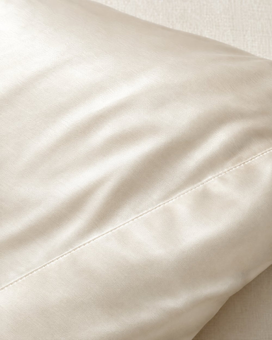 Champagne satin pillowcase close-up