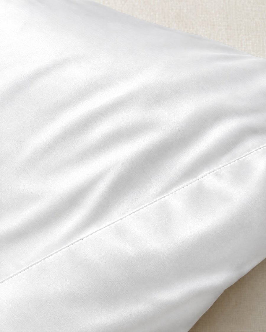 Pearl White satin pillowcase close-up